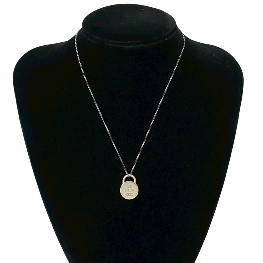 TIFFANY & Co. Tiffany Round Rock Sterling Silver 925 Necklace Pendant Choker ...